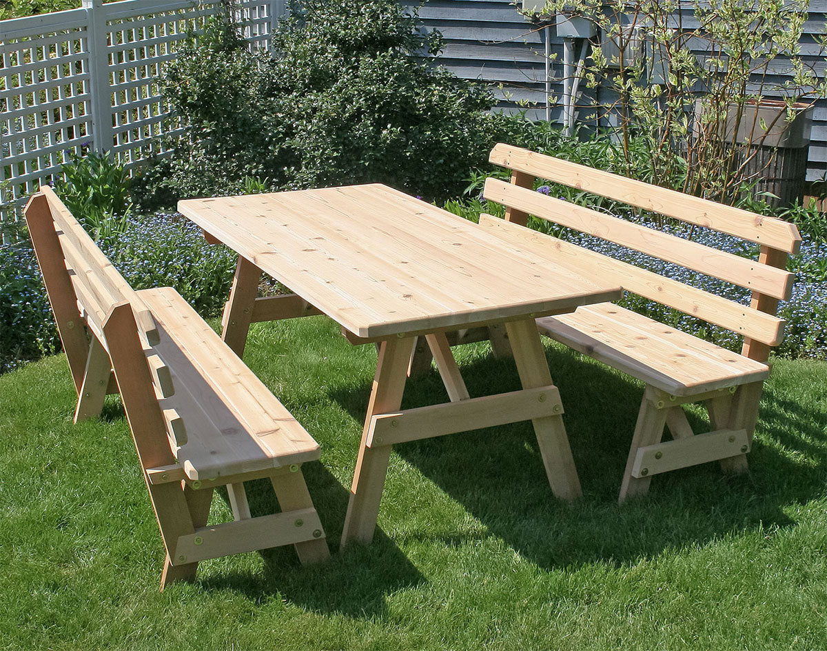 Creekvine Designs Red Cedar Classic Family Picnic Table w/Backed Benches