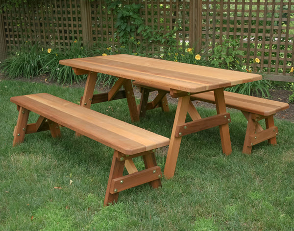 Creekvine Designs Red Cedar Classic Family Picnic Table w/Benches