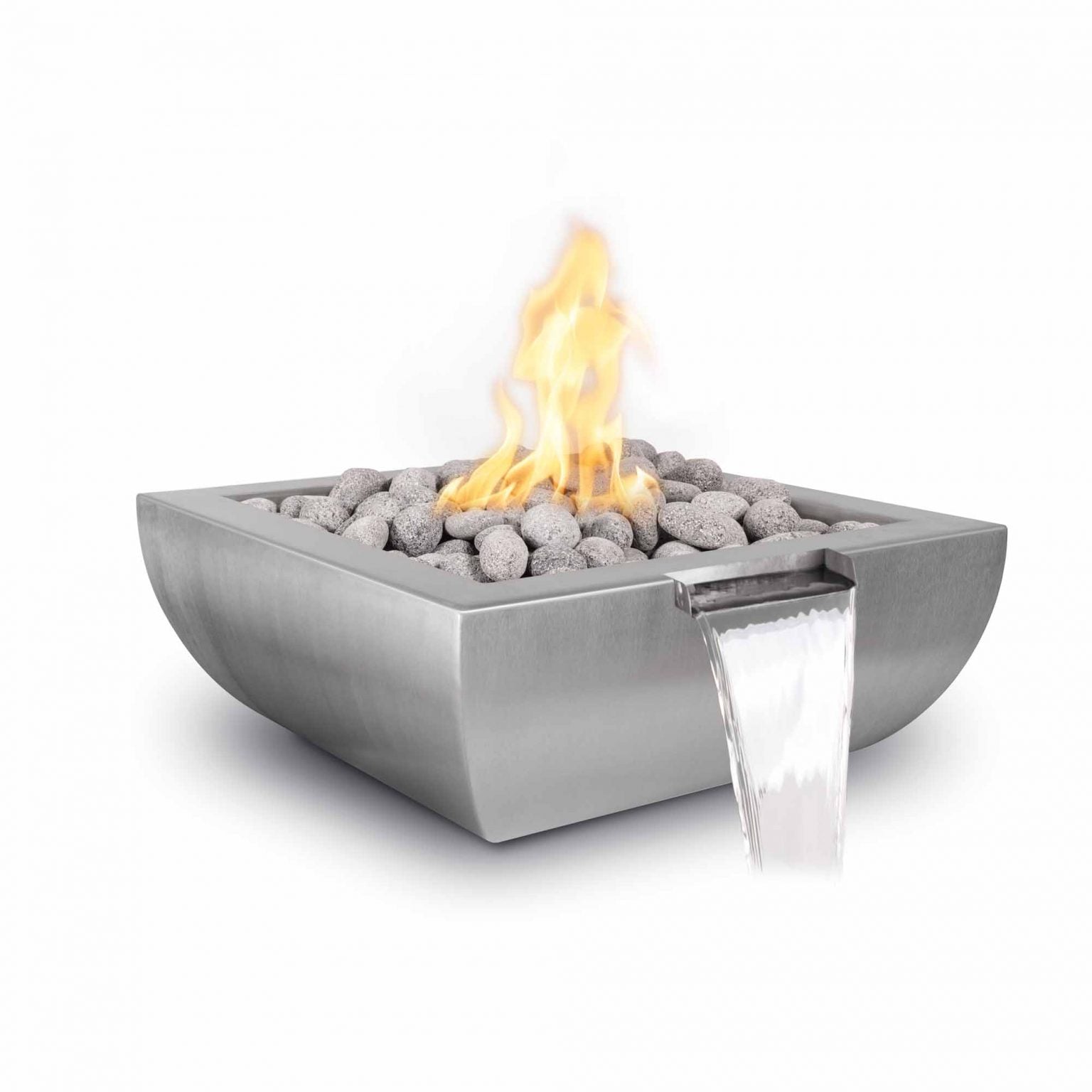 The Outdoor Plus 30" Avalon Fire & Water Bowl - Hammered Patina Copper & Stainless Steel