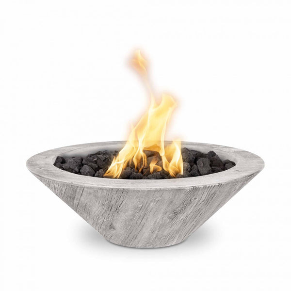 The Outdoor Plus Round Cazo Fire Bowl - Wood Grain GFRC Concrete