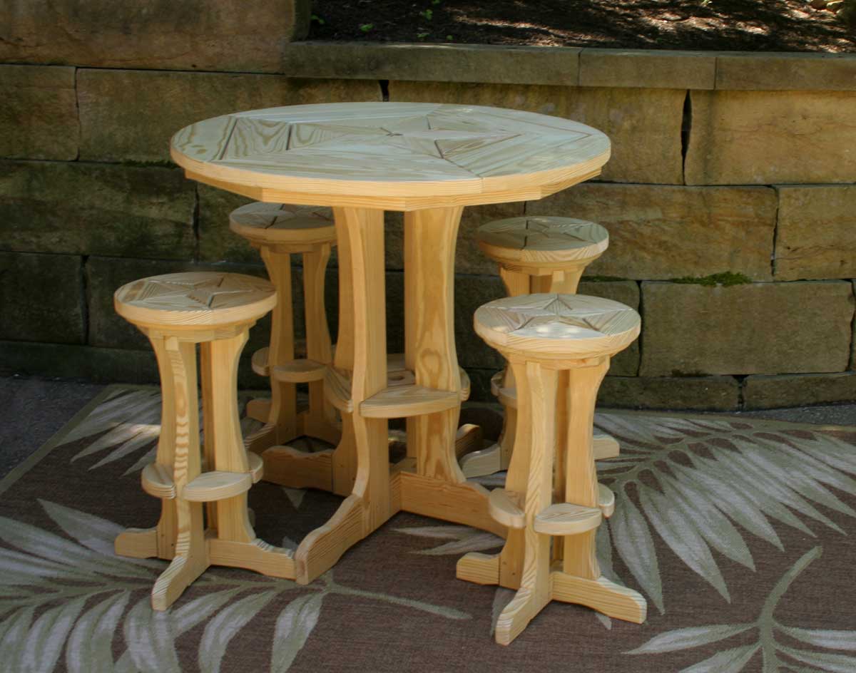 Creekvine Designs Treated Pine Star Design Pub Stool