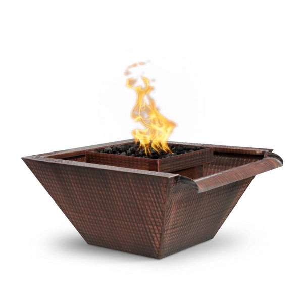 The Outdoor Plus Metal Maya Fire & Water Bowl - Wide Gravity Spill Copper