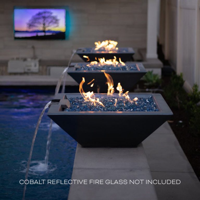 The Outdoor Plus 30" Maya Fire & Water Bowl - Gfrc Concrete