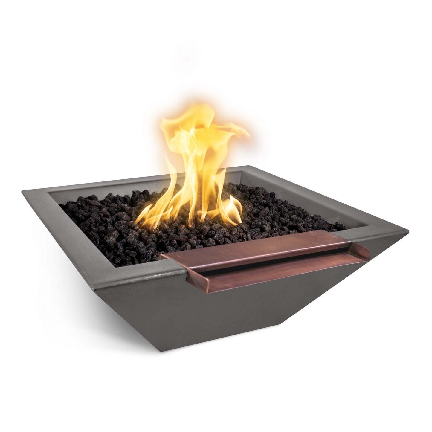 The Outdoor Plus 24" Maya Fire & Water Bowl Wide Spill Gfrc Concrete