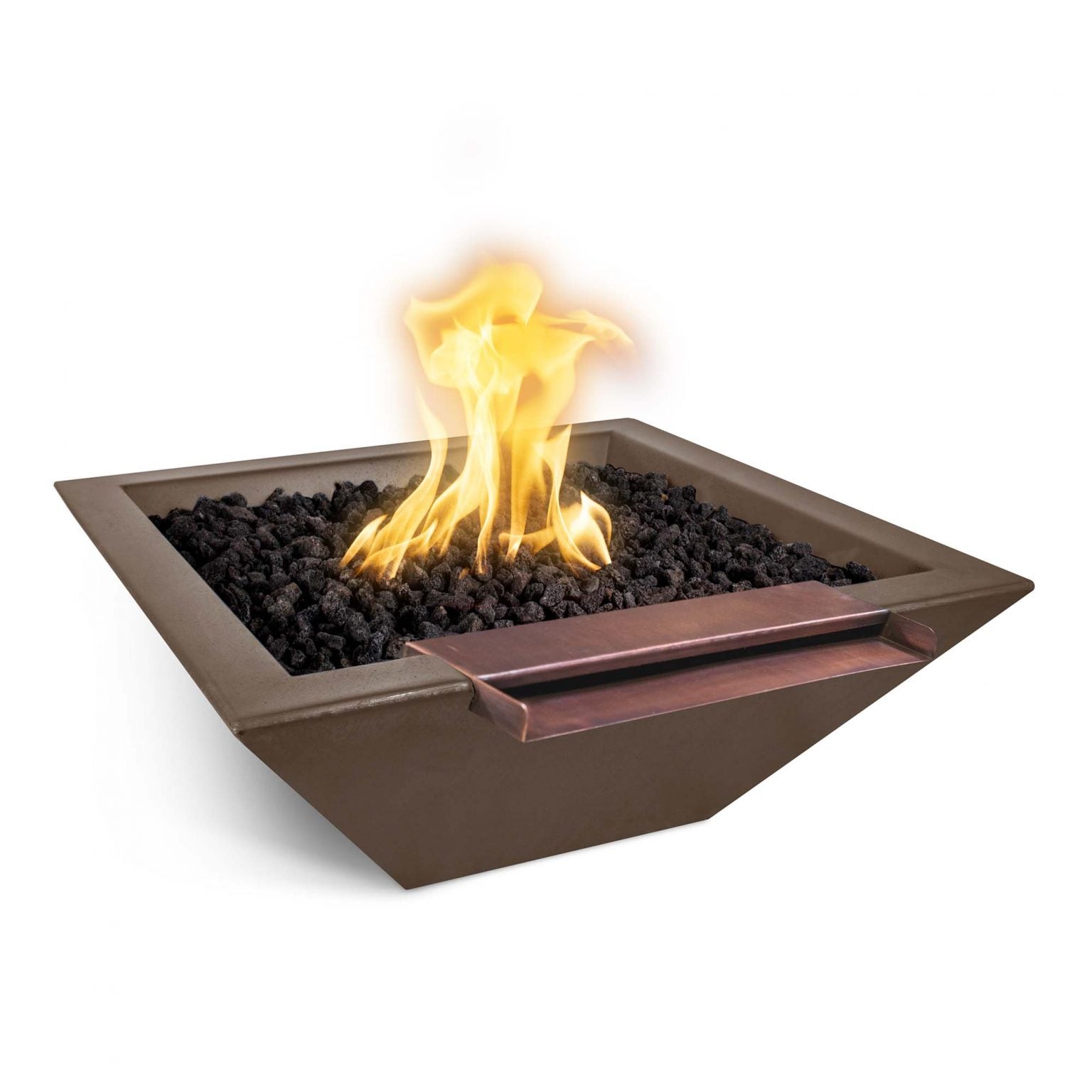 The Outdoor Plus 24" Maya Fire & Water Bowl Wide Spill Gfrc Concrete