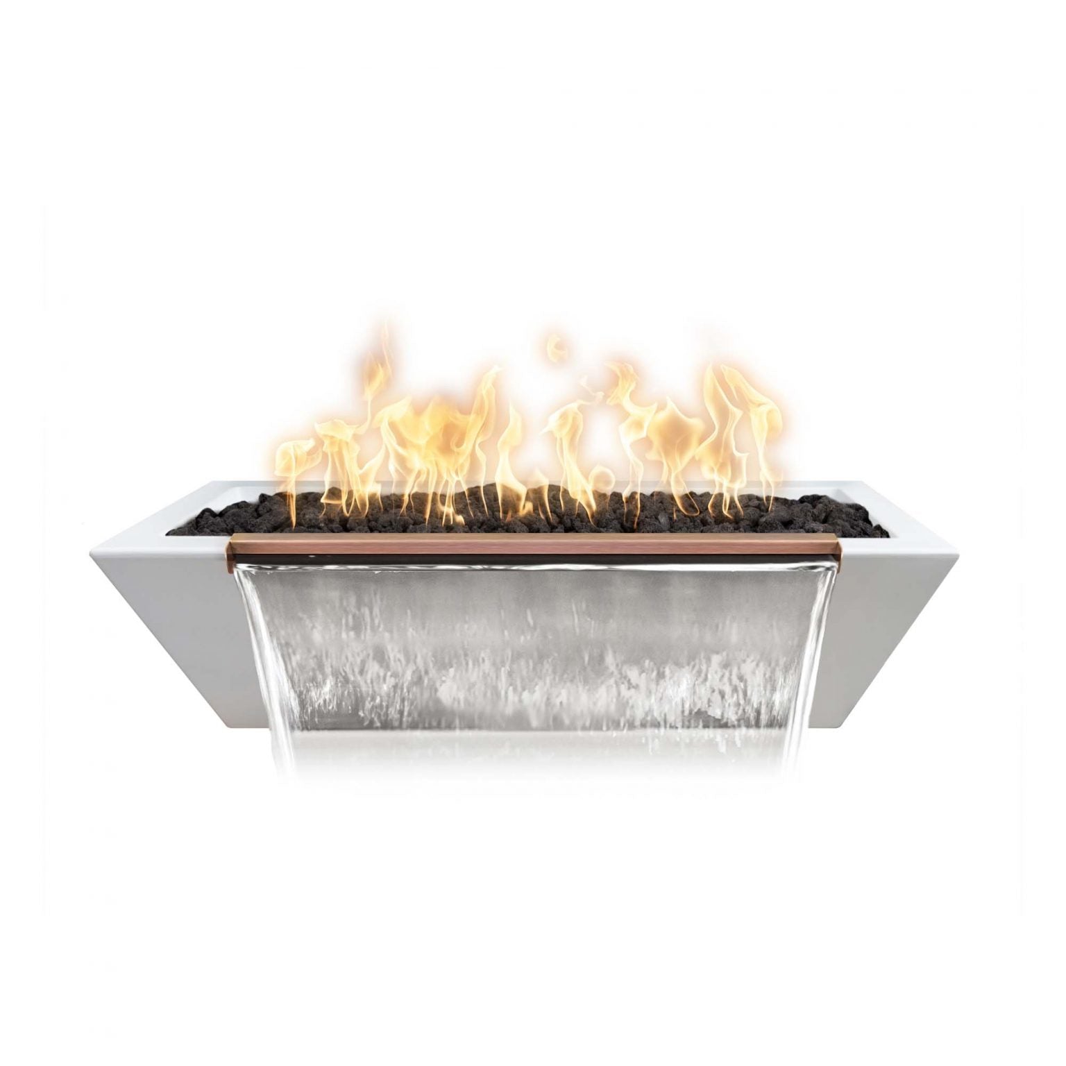 The Outdoor Plus 48" X 20" Concrete Maya Fire & Water Bowl - Linear Gfrc