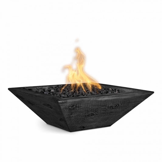 The Outdoor Plus Square Maya Fire Bowl - Wood Grain GFRC Concrete