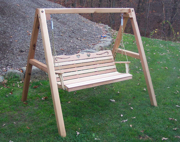 Creekvine Designs Cedar Country Hearts Porch Swing w/Stand