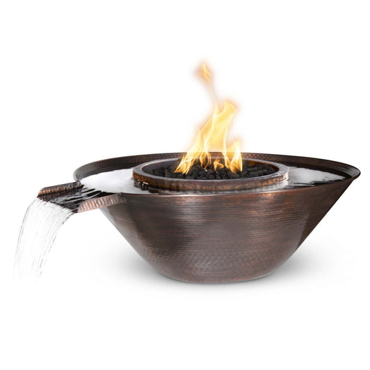 The Outdoor Plus Metal Remi Hammered Patina Copper Fire & Water Bowl - Gravity Spill
