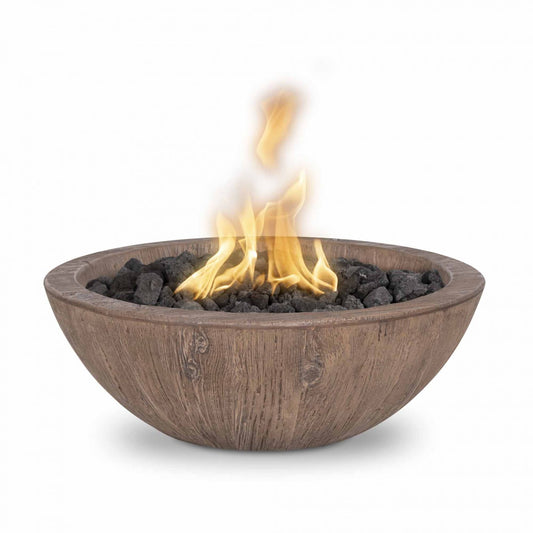 The Outdoor Plus Round Sedona Fire Bowl - Wood Grain GFRC Concrete