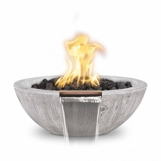 The Outdoor Plus 27" Sedona Water & Fire Bowl - Wood Grain Concrete