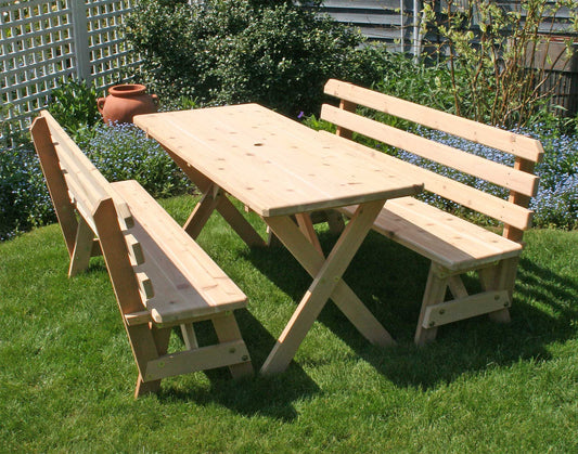 Creekvine Designs 27" Cedar Backyard Bash Cross Legged Picnic Table w/Backed Benches