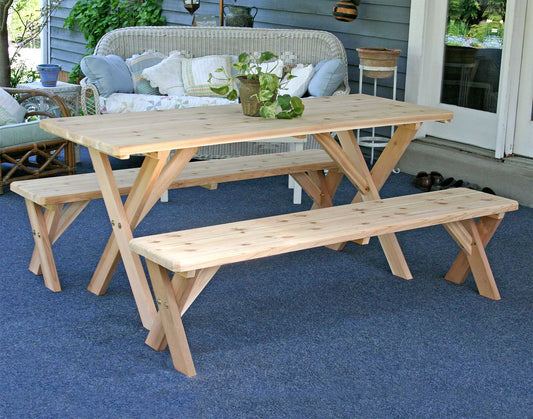 Creekvine Designs 27" Cedar Backyard Bash Cross Legged Picnic Table w/ Detached Benches