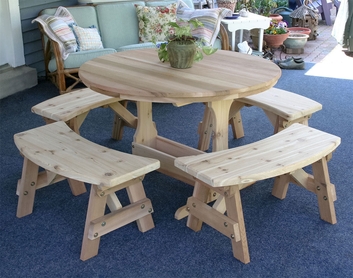 Creekvine Designs Cedar Round Trestle Dining Set